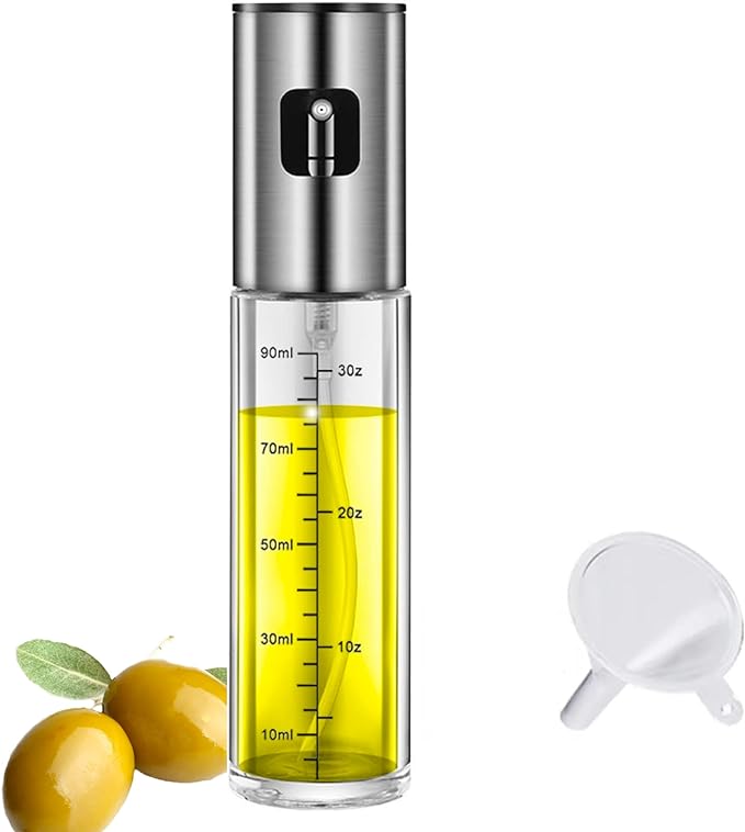 oil sprayer bottle containing golden coloured oil