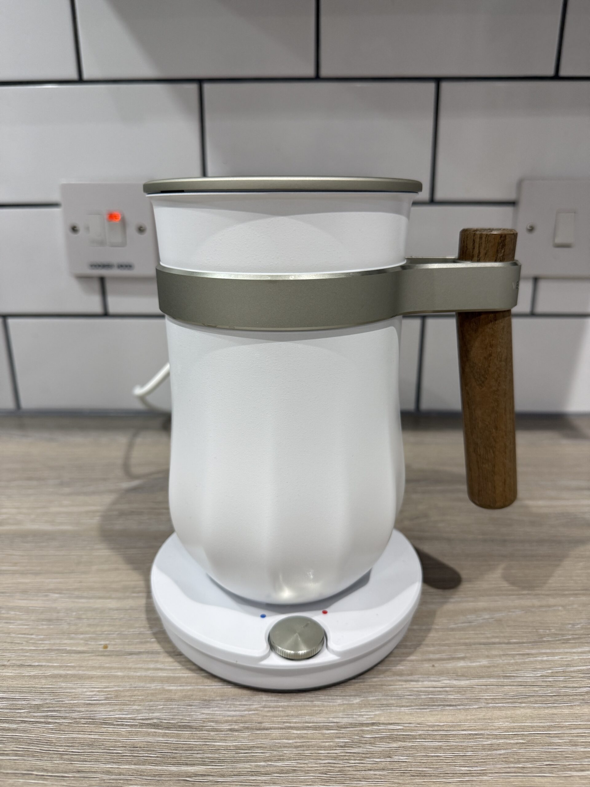 hotel chocolat hot chocolate maker on kitchen worktop